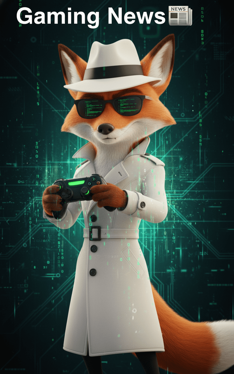 White Spy Cinefox, Holding a Gaming Controller wiht the Category title 'Gaming News' this theme color is Green.