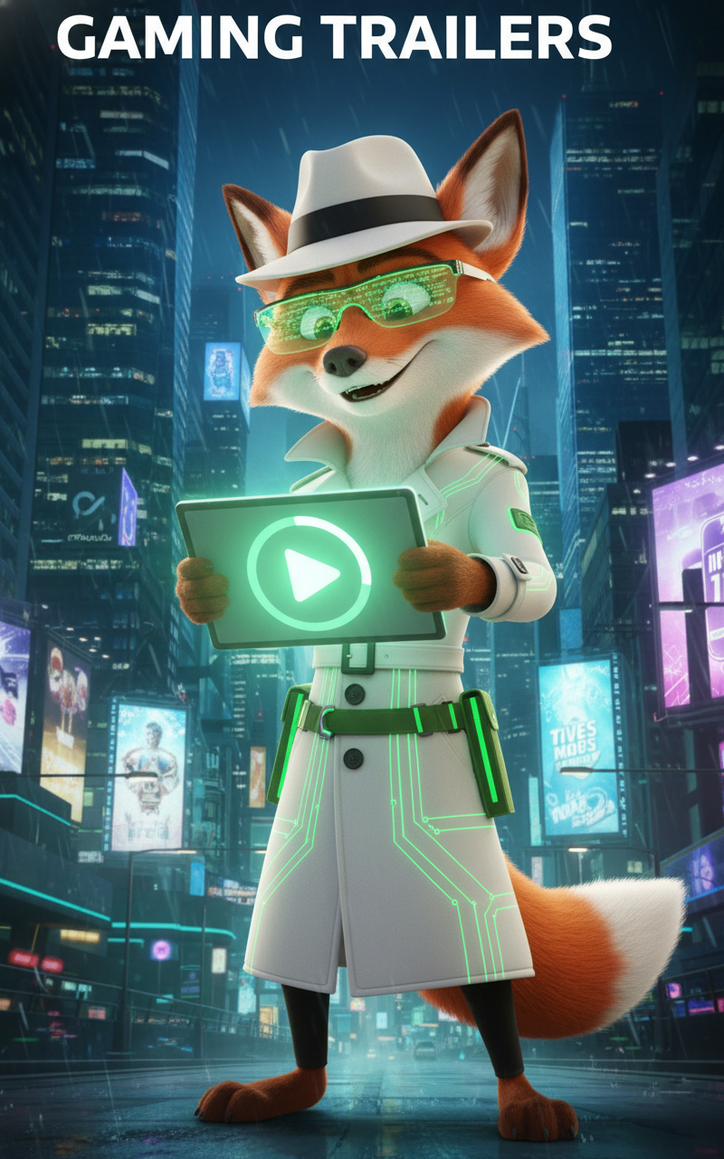 White Spy Cinefox dressed in our Watch Dogs Gaming Theme, with Green Primary color to Represent Gaming Trailers Category on Cinesist.com