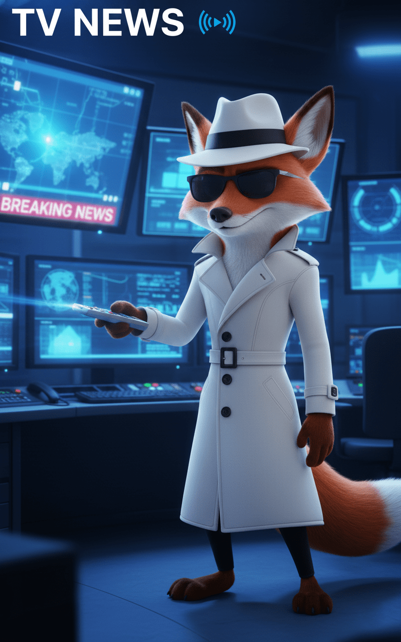 White Spy Cinefox in the Broadcast Studio cycling through all the news broadcasts. Used to reresent TV News Category on Cinesist.com