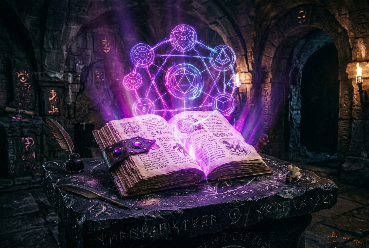 Eldritch Spell Grimoire on Obsidian Altar